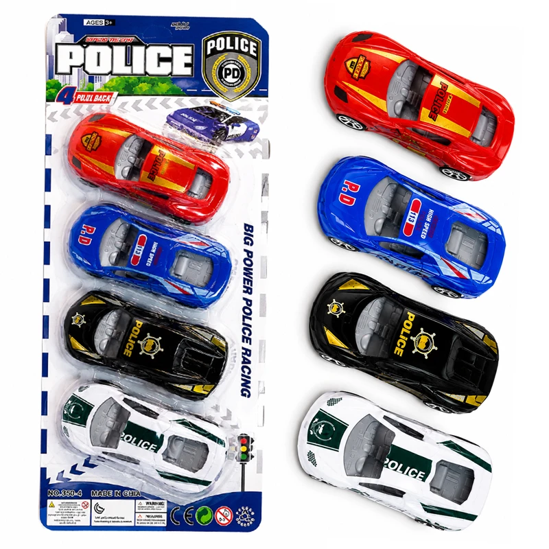 Police Plastic Cars Pack of 4 Pull Back Cars Size Approx. 11 cm (350-4)